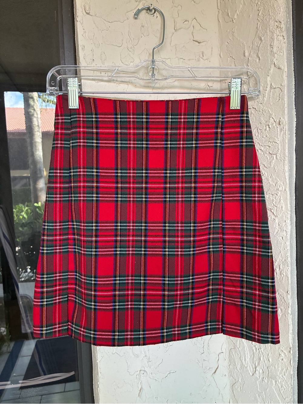 Brandy Melville Red Plaid Mini Skirt